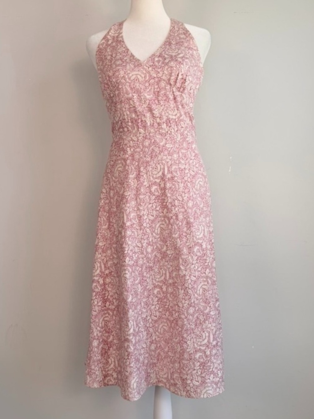 J Crew Y2K Vintage Floral Babydoll Halter Neck Dress, Sz 4, Cotton Paisley